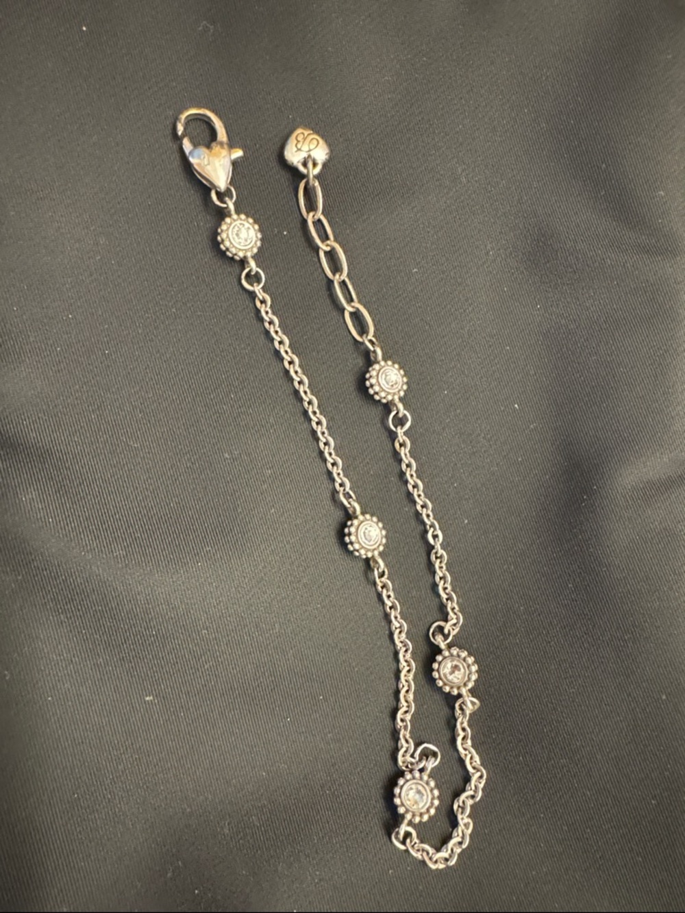 Brighton Silver-Tone Floral Station ❤️ANKLE❤️Bracelet with Clear Stones - Picture 2 of 6